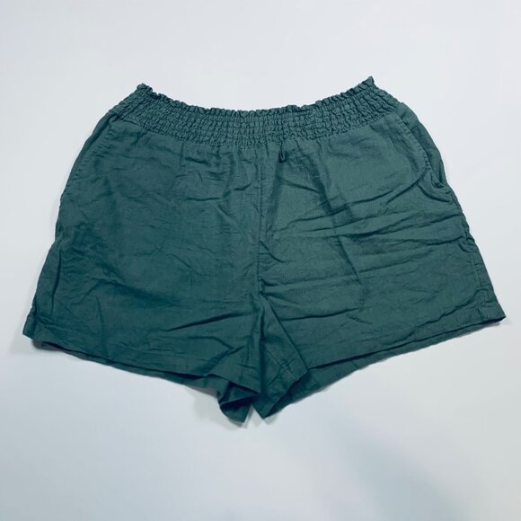 Universal Thread Sage Linen Blend Smocked Waist Pull On Shorts M - Picture 1 of 4